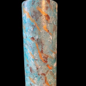 Beachy Pillar Candle Aquamarine 3,4,6,8,12 inch high x 3 inch wide, beachy theme, gold option, home decor turquoise
