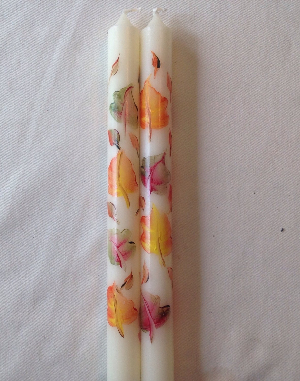 Hand painted taper candles fall leaves Thanksgiving candles 5 Etsy
