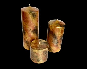 Pillar Candle Gold, Copper and Black