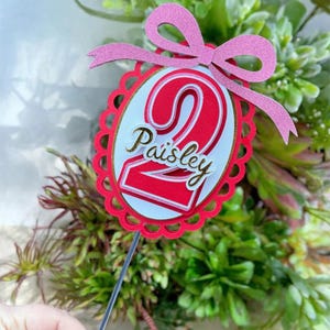 Coquette 3D Bow Birthday Cake Topper, Customized Name & Age, Pink Bow Cake Topper, Girl Birthday Cake Topper, Personalized Cake Topper, Bow