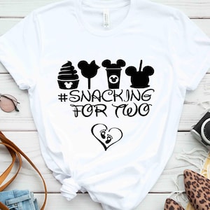 Snacking for Two Disney Pregnancy Shirt, Maternity Disney Vacation Tee, Pregnancy Announcement Top, Disney Couples Matching Park Outfit
