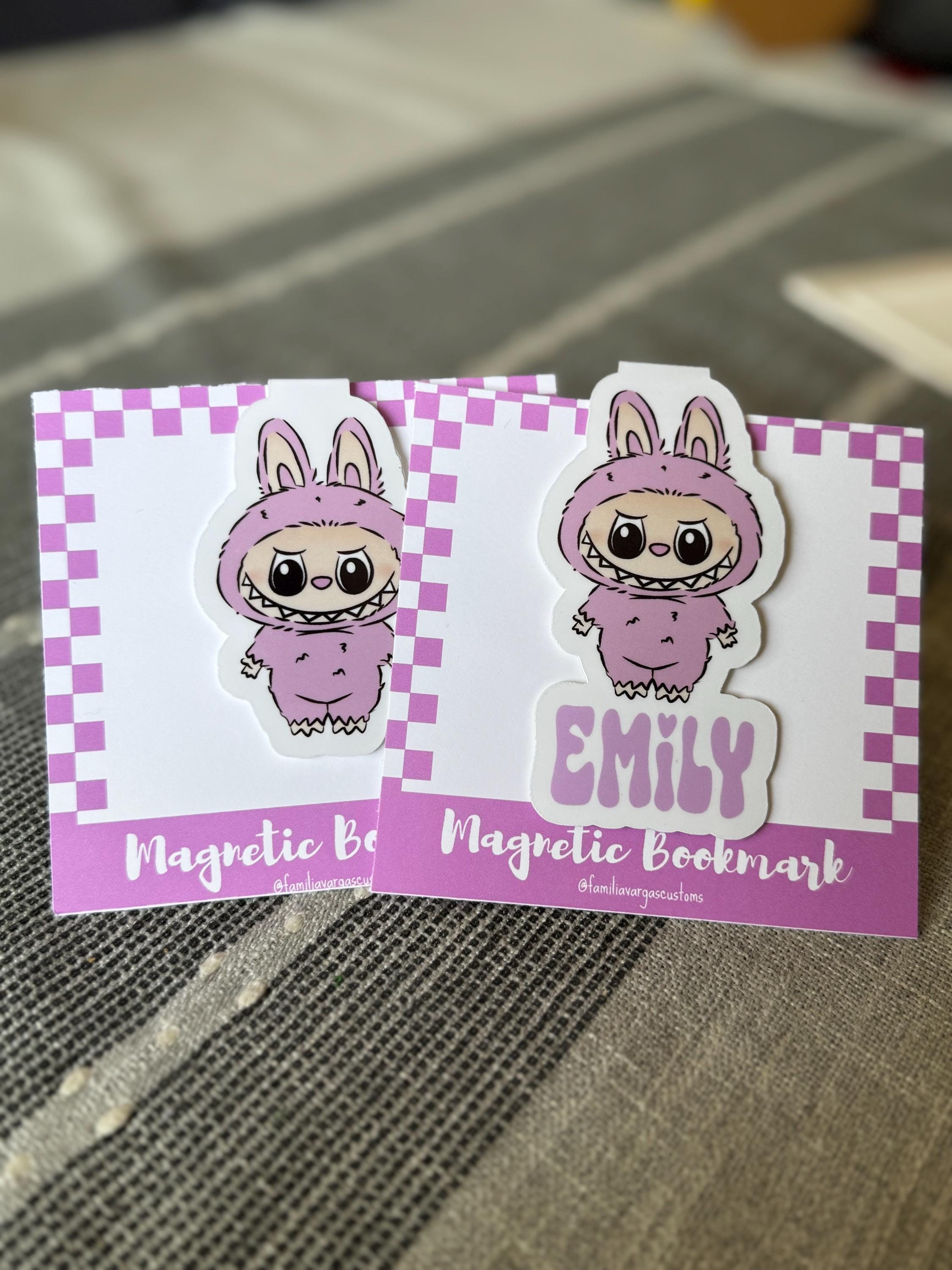 Labubu monsters  Magnetic custom with name bookmarks ,journals,planners handmade