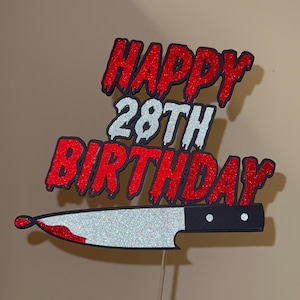 Bloody Horror Knife Birthday Cake Topper
