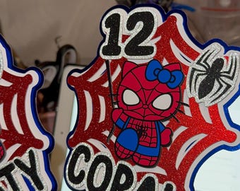 Spider Kitty Custom cake topper 3D add Name and age