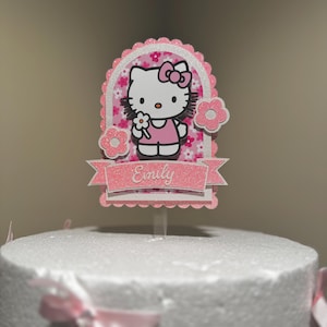 kitty cake topper custom name and age ,birthday party ,party, celebration