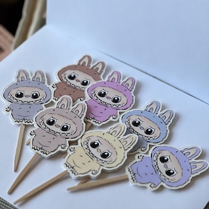 labubu cupcake toppers, birthday party, custom toppers