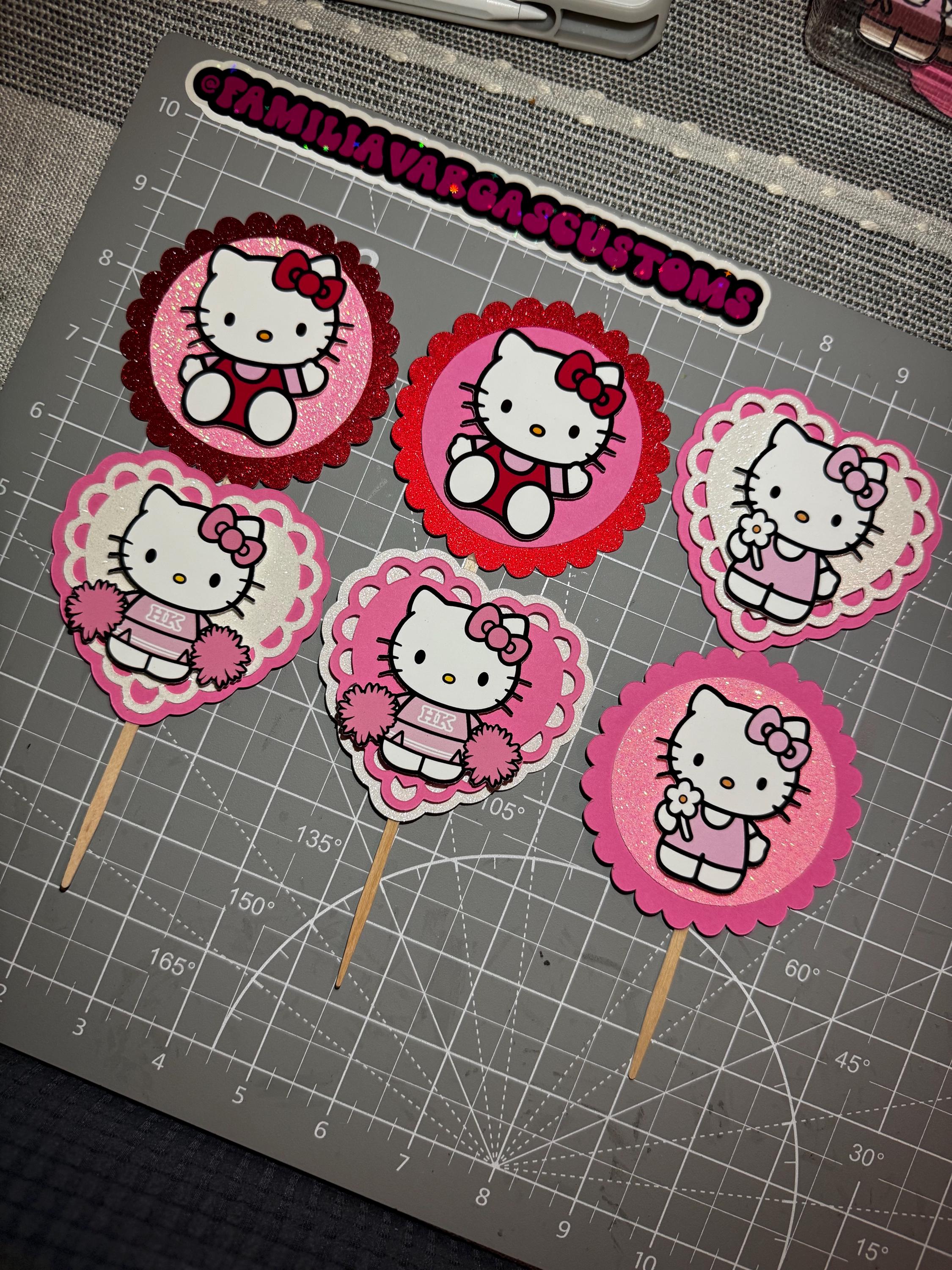 Kitty cupcake toppers , party, birthday, kawaii
