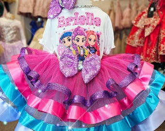 K-Pop Demon Hunter Birthday Outfit – Girls Tutu Costume – Edgy Idol Party Dress