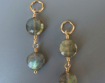 Labradorite Earring Charms, Changeable Charms,Gold Earring Charms, Silver Earring Charms,Interchangeable Earrings, Charms For Hoops, For Her