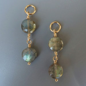 Labradorit Ohrring Charms, Gold Ohrring Charms, Silber Ohrring Charms, austauschbare Ohrringe, Charms für Creolen, für Sie