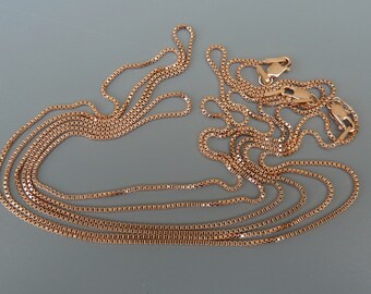 Fast Shipping from USA 18 inch 14K Rose Gold Filled Finished Chain 0.8mm Box Chain Rose Gold Filled Chain