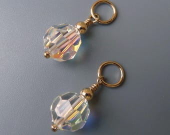 Crystal AB Austrian Crystal Earring Charms, Interchangeable Earring, Gold Earring Charms, Silver Earring Charms, Changeable Charms For Hoops