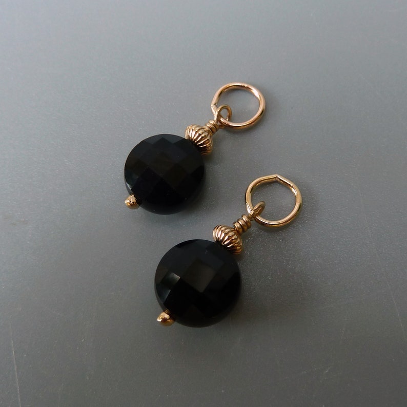 Black Onyx Earring Charms, Gold Earring Charms, Silver Earring Charms, Interchangeable, Changeable, Huggie Charms, Charms For Hoops, For Her image 3