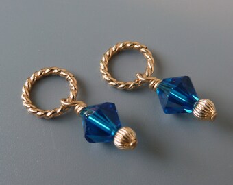 Gold Earring Charms, Interchangeable Earrings, Earring Drops, Changeable Earrings, Gold Filled, Swarovski Crystal, Choose Your Color, 1 Pair