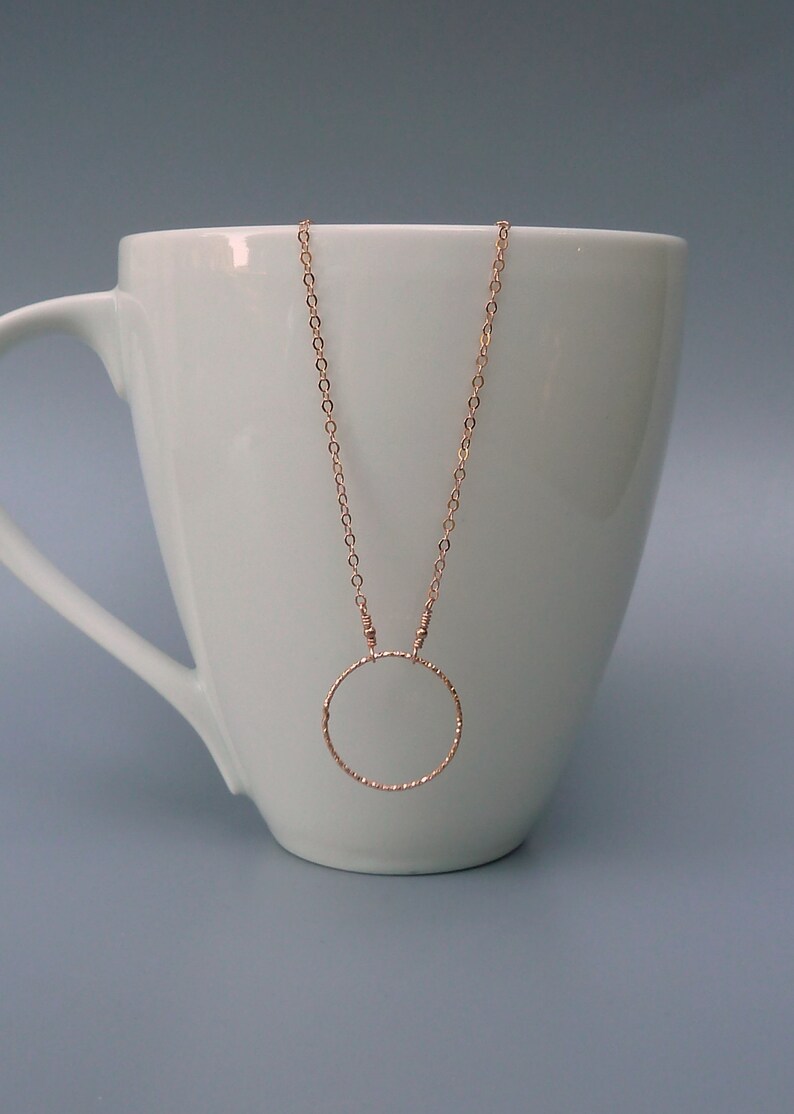 Rose Gold Circle Necklace, Open Circle Necklace, Rose Gold Karma Necklace, Rose Gold Eternity Necklace, Dainty Rose Gold Circle,Gift For Her image 2