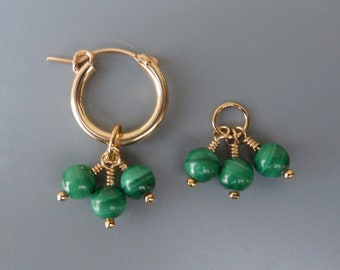 Malachite Earring Charms, Changeable Charms, Gold Earring Charms, Silver Earring Charms, Interchangeable Earrings, Charms For Hoops, For Her