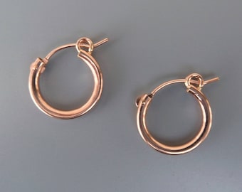 Rose Gold Hoop Earrings, 13mm Hoops,15mm Rose Gold Hoops,18mm Hoops, Large Hoops,Rose Gold Filled, Interchangeable, Hoops For Earring Charms