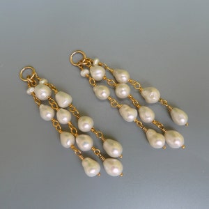 Pearl Chandelier Earring Charms,Changeable Pearl Charms,Gold Earring Charms, Silver Earring Charms, Interchangeable Charms For Hoops,For Her