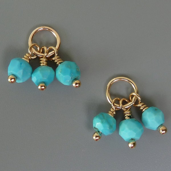 Turquoise Earring Charms, Gold Earring Charms, Interchangeable Earrings, Changeable Drops, Changeable Charms, Turquoise Clusters, 1 Pair