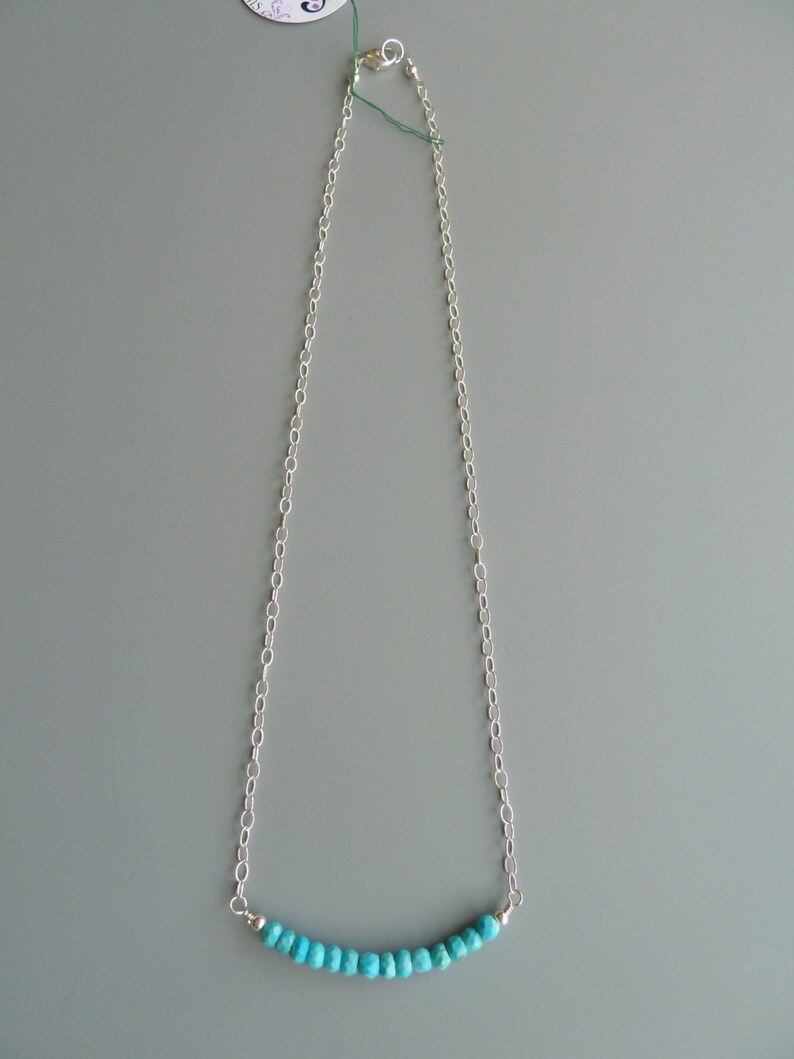 Turquoise Bead Bar Necklace Gemstone Bar Necklace Dainty Etsy
