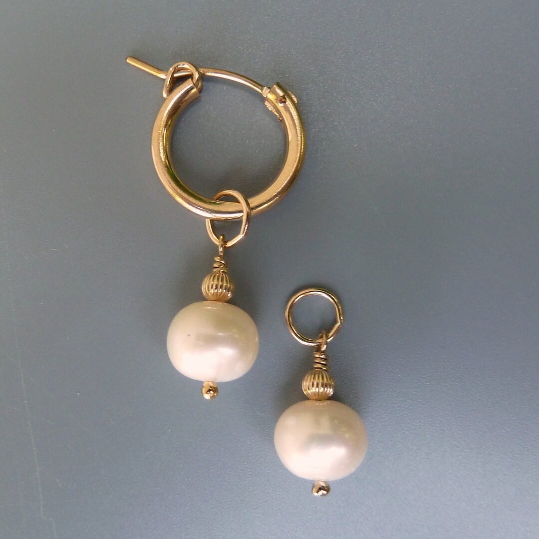 Pearl Earring Charms Changeable Pearl Charmsgold Earring Etsy