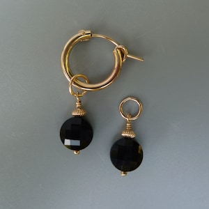Black Onyx Earring Charms, Gold Earring Charms, Silver Earring Charms, Interchangeable, Changeable, Huggie Charms, Charms For Hoops, For Her image 1