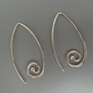 Marquis Spiral Earrings, Interchangeable Earrings, Silver Ear Wires For Earring Charms, Sterling Silver Earrings, Changeable Earring Charms
