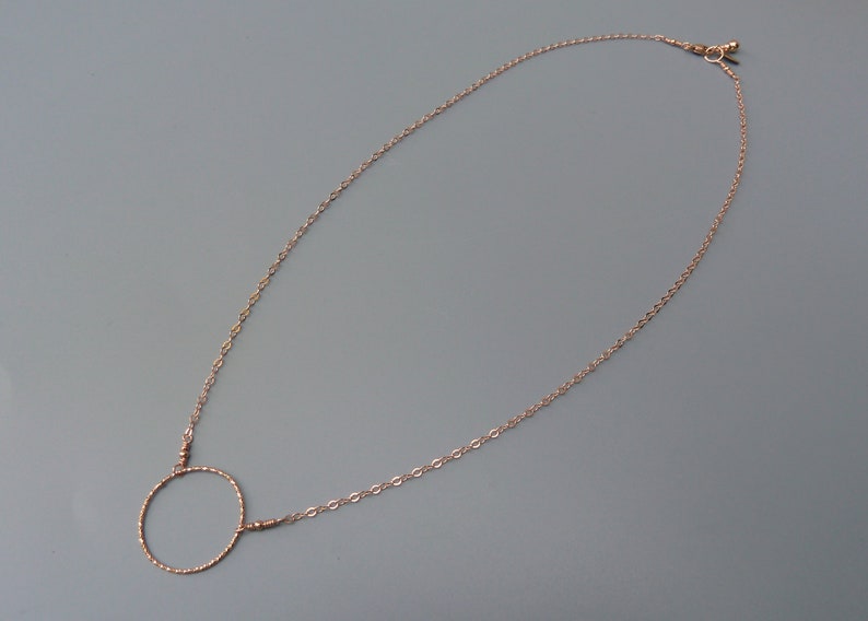 Rose Gold Circle Necklace, Open Circle Necklace, Rose Gold Karma Necklace, Rose Gold Eternity Necklace, Dainty Rose Gold Circle,Gift For Her image 4