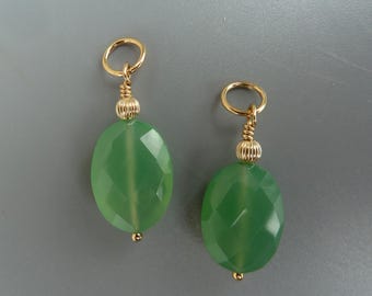 Seafoam Green Chalcedony Earring Charms,Gold Earring Charms,Gemstone Earring Charms, Interchangeable Huggie Charms, Hoop Charms,Gift For Her