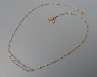 Herkimer diamanten ketting, herkimer bar ketting, herkimer kwarts, sierlijke herkimer diamant, gouden gelaagdheid ketting, april geboortesteen, cadeau voor haar