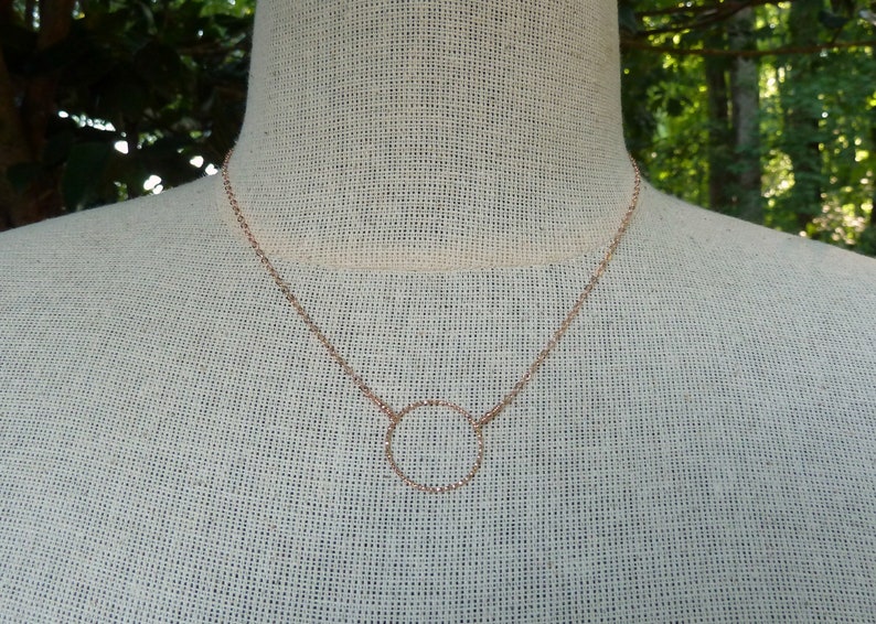 Rose Gold Circle Necklace, Open Circle Necklace, Rose Gold Karma Necklace, Rose Gold Eternity Necklace, Dainty Rose Gold Circle,Gift For Her image 6