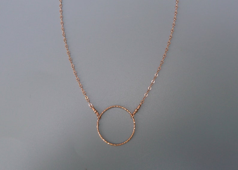 Rose Gold Circle Necklace, Open Circle Necklace, Rose Gold Karma Necklace, Rose Gold Eternity Necklace, Dainty Rose Gold Circle,Gift For Her image 3