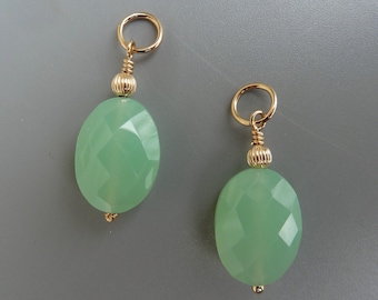 Seafoam Green Chalcedony Earring Charms,Gold Earring Charms,Gemstone Earring Charms, Interchangeable Huggie Charms, Hoop Charms,Gift For Her