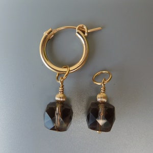Smoky Quartz Earring Charms, Gold Earring Charms, Silver Earring Charms,Interchangeable, Changeable, Huggie Charms, Charms For Hoops,For Her
