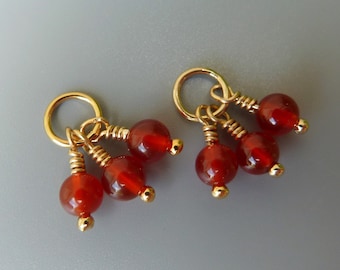 Carnelian Earring Charms, Gold Earring Charms, Silver Earring Charms, Interchangeable, Changeable, Huggie Charms, Charms For Hoops, For Her