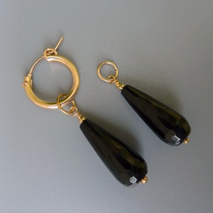 Black Onyx Earring Charms, Gold Earring Charms, Silver Earring Charms, Interchangeable, Changeable, Huggie Charms, Charms For Hoops, For Her