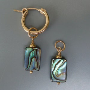 Paua Abalone Shell Earring Charms, Gold Earring Charms, Silver Earring Charms, Interchangeable, Changeable,Huggie Charms,Hoop Charms,For Her