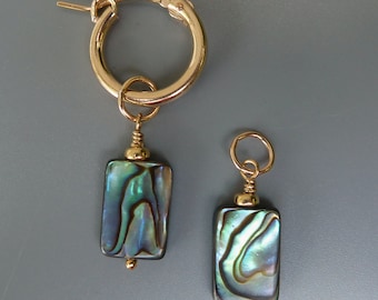 Paua Abalone Shell Earring Charms, Gold Earring Charms, Silver Earring Charms, Interchangeable, Changeable,Huggie Charms,Hoop Charms,For Her