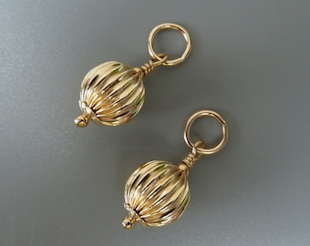 Gold Fluted Earring Charms,Changeable Charms, Gold Earring Charms, Silver Earring Charms, Interchangeable Earrings,Charms For Hoops, For Her