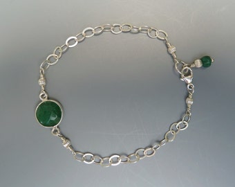 Emerald Bracelet, Stacking Bracelet, Gemstone Layering Bracelet, Delicate Bracelet, Green Gemstone Bracelet, May Birthstone, Gift For Her