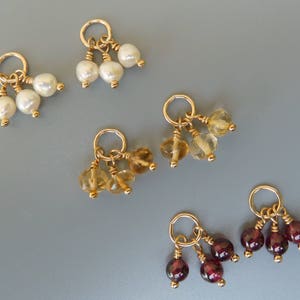 Gemstone Earring Charms, Gold Earring Charms,Silver Earring Charms,Interchangeable Charms,Garnet Charms,Pearl Charms,Citrine Charms, For Her