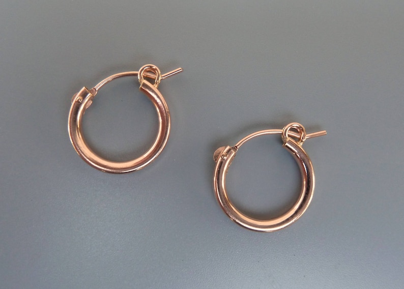 Rose Gold Hoop Earrings 13mm Hoops15mm Rose Gold Hoops18mm | Etsy