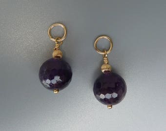 Amethyst Earring Charms, Gold Earring Charms, Changeable Earring Charms, Interchangeable Charms, Gemstone Charms, Hoop Charms, Gift For Her