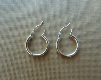 Sterling Silver Hoops, 12mm Silver Hoops, 15mm Silver Hoops, 20mm Silver Hoops,25mm,Interchangeable Earring Charms, Hoops For Charms, 1 Pair