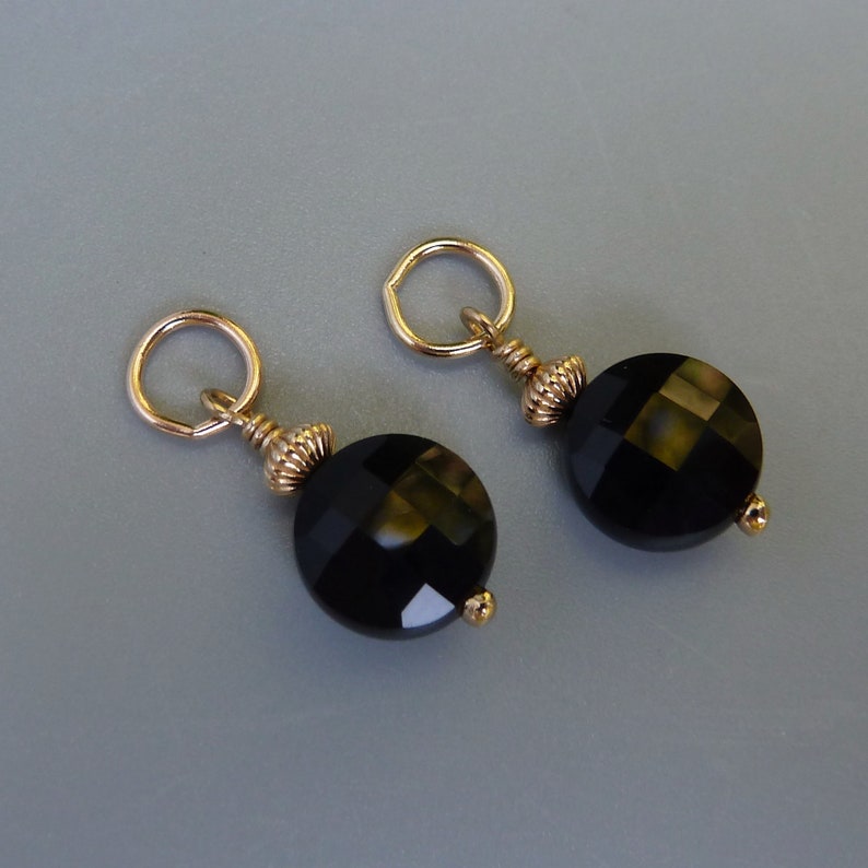 Black Onyx Earring Charms, Gold Earring Charms, Silver Earring Charms, Interchangeable, Changeable, Huggie Charms, Charms For Hoops, For Her image 7
