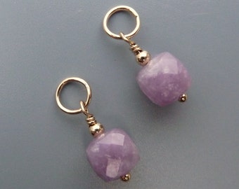 Lepidolite Earring Charms, Changeable Charms, Gold Earring Charms, Silver Earring Charms, Interchangeable Earrings,Charms For Hoops, For Her