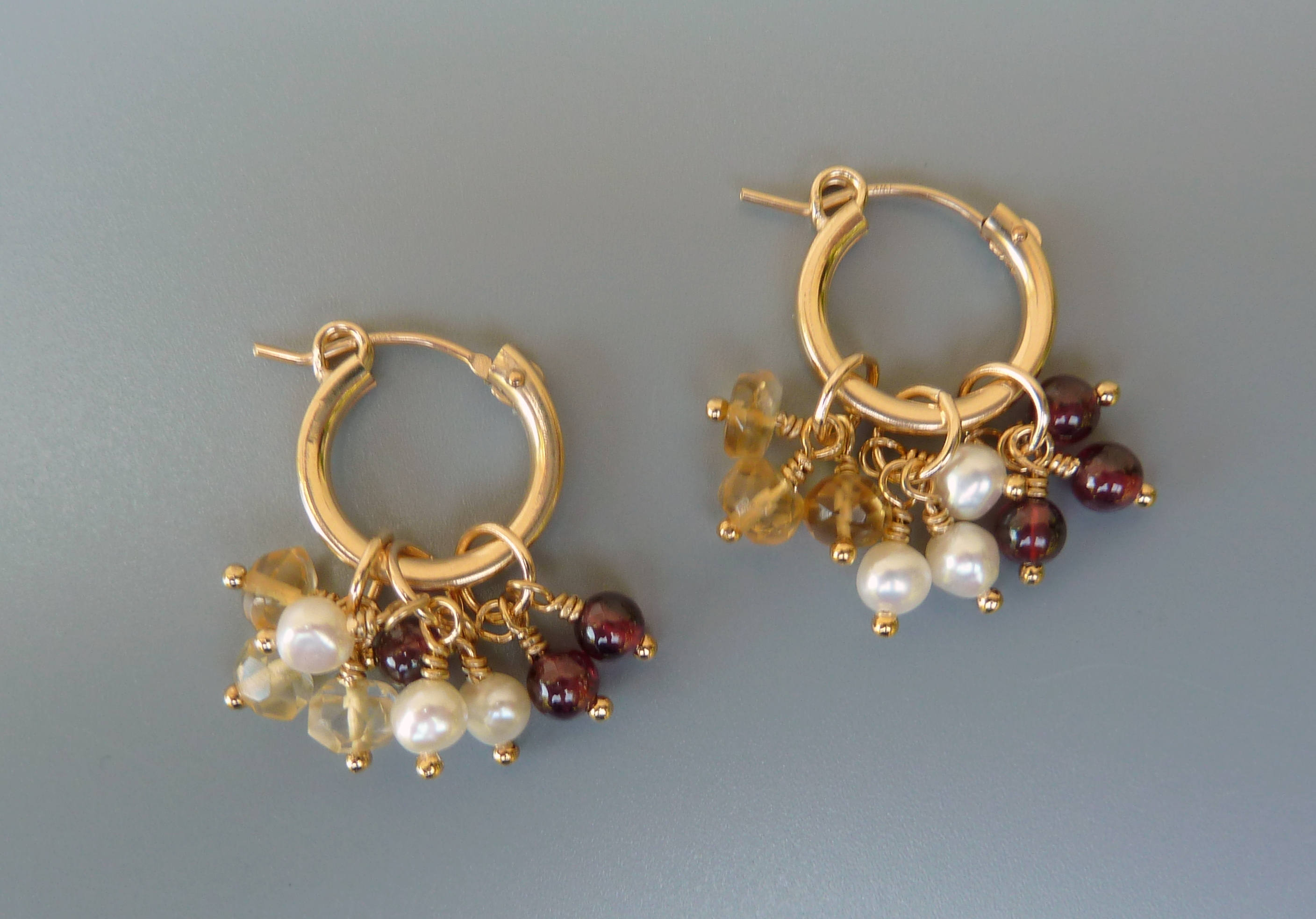 18K Gold Plated Choice of Enamel & Gemstone Charm Hoop Earrings