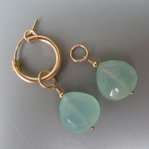 Aqua Chalcedony Earring Charms, Gold Earring Charms,Silver Earring Charms, Interchangeable,Changeable Huggie Charms,Charms For Hoops,For Her