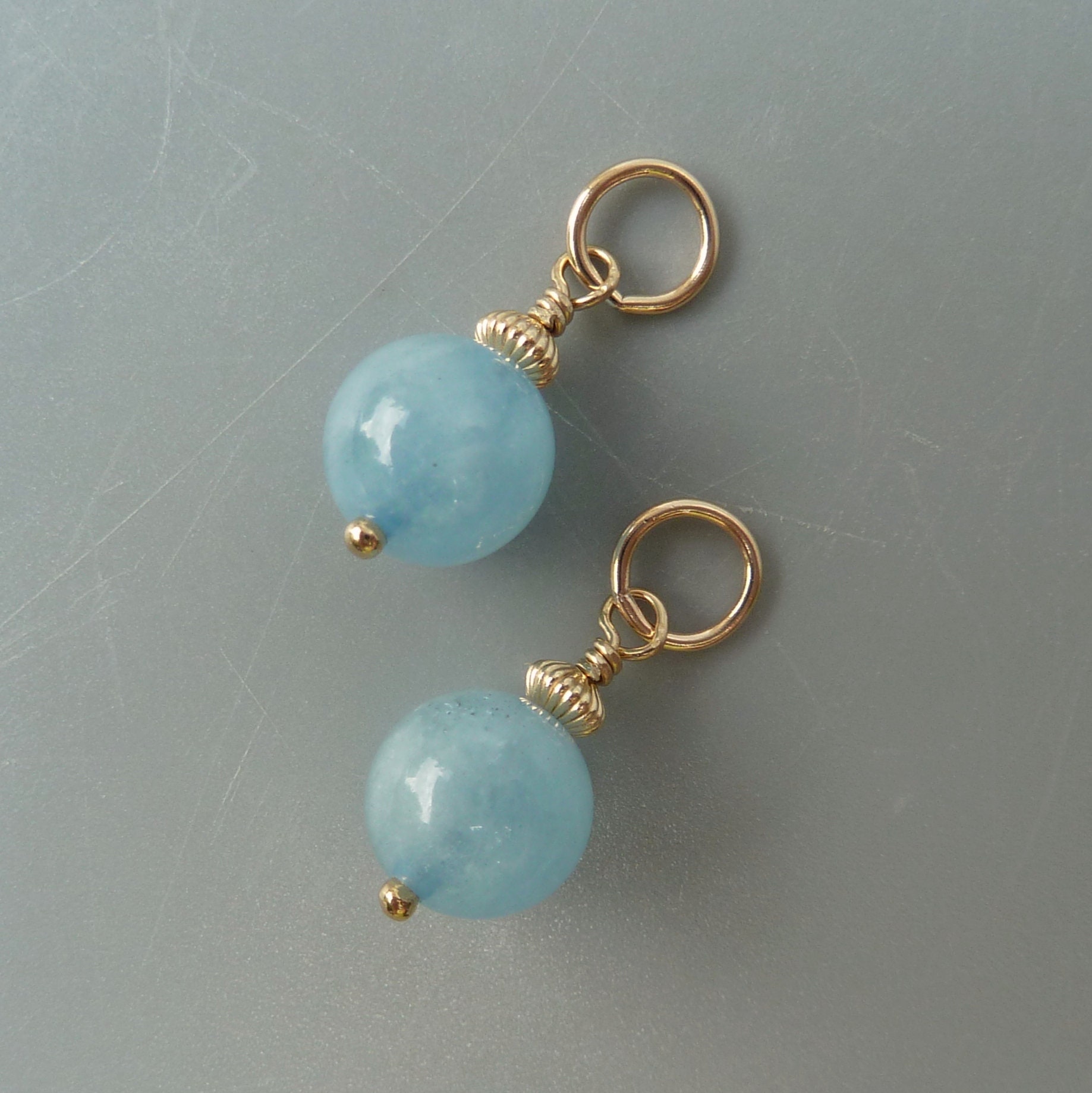 [Julie Vos] Jolie Hoop & Charm Earring Aquamarine Blue