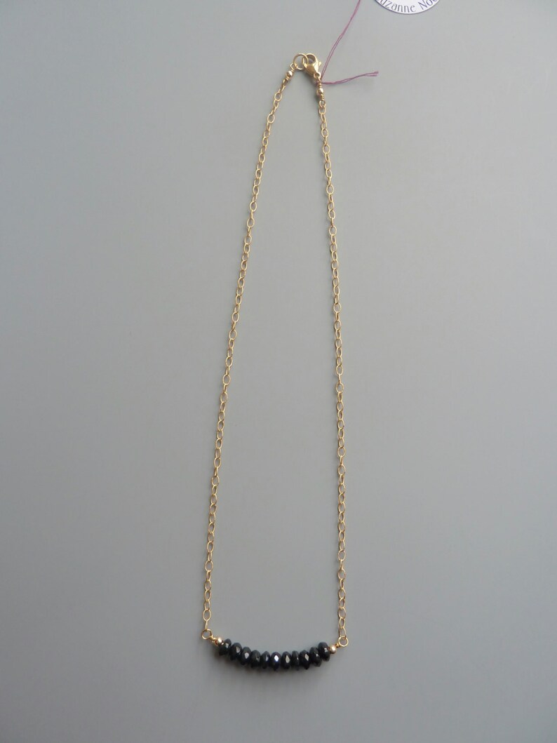 Black Onyx Necklace Gemstone Bar Necklace Dainty Gemstone Etsy